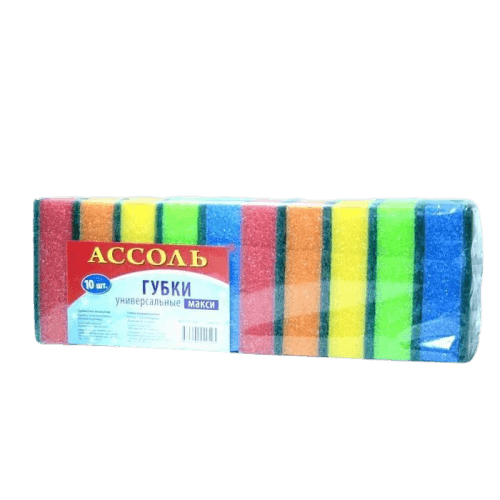 Губки "Ассоль", с абразивной поверхностью/10шт