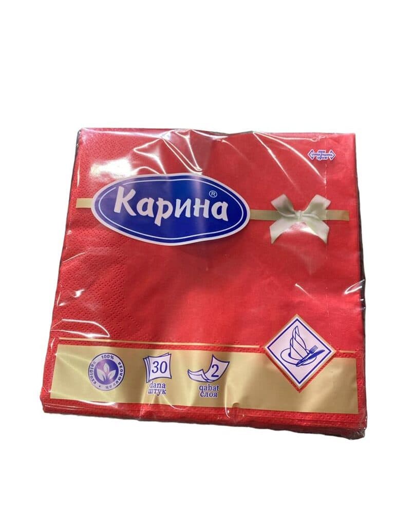 Салфетки "Карина" сервировочные цветные/Красные/33*33/30л/48пач (Если нужна коробка указать 48 в кол-во)