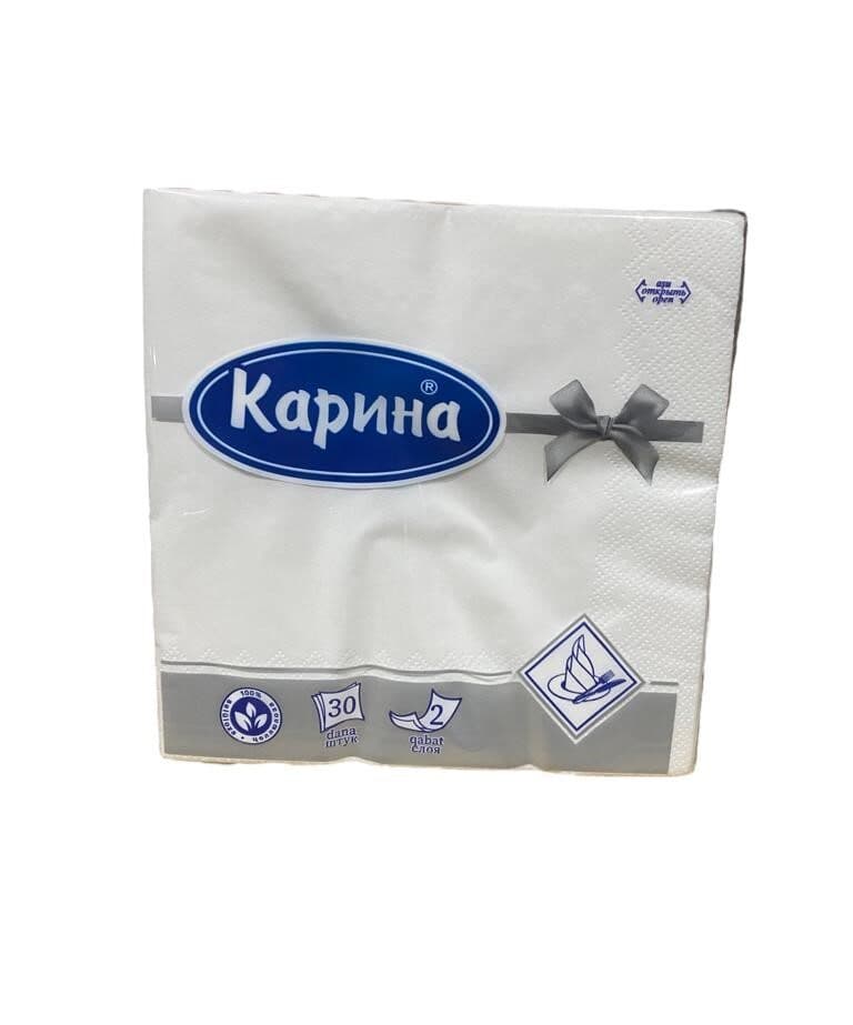 Салфетки "Карина" сервировочные/белые/33*33/30л/48пач (Если нужна коробка указать 48 в кол-во)