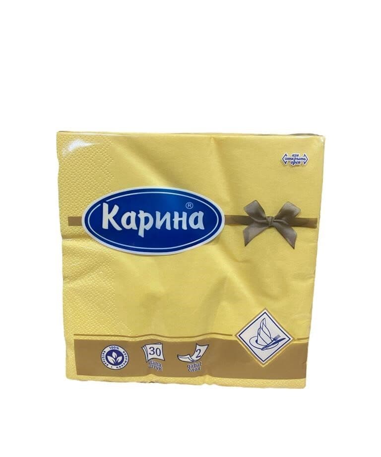 Салфетки "Карина" сервировочные цветные/Желт/33*33/30л/48пач (Если нужна коробка указать 48 в кол-во)
